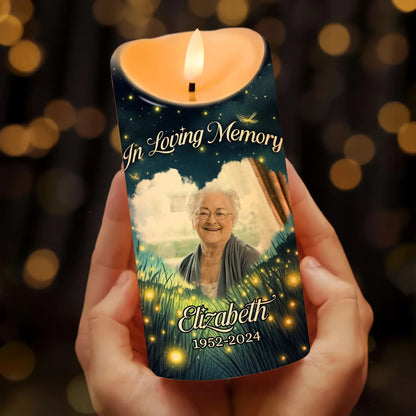 Custom Photo Memorial Goodbyes Are Not Forever - Personalized Memorial Led Candle