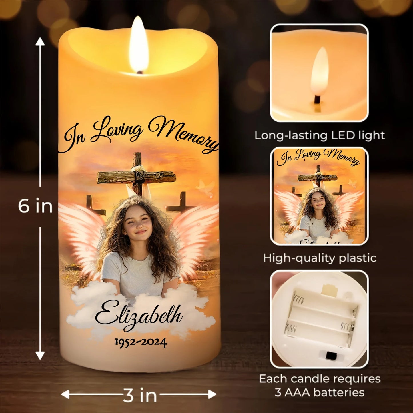 Custom Photo Memorial Keep The Light On - Personalized Memorial Led Candle