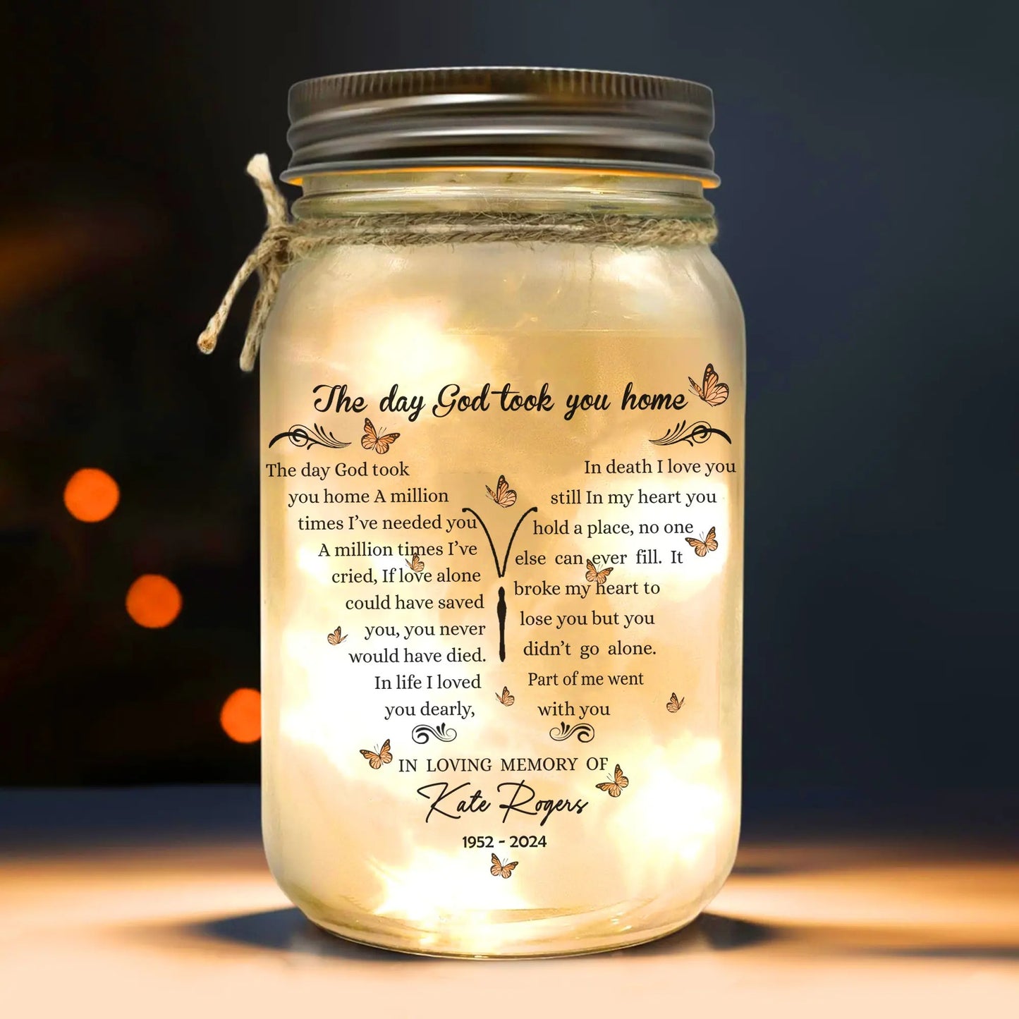 Custom Photo Memorial Those We Love Don't Go Away - Personalized Memorial Mason Jar Light