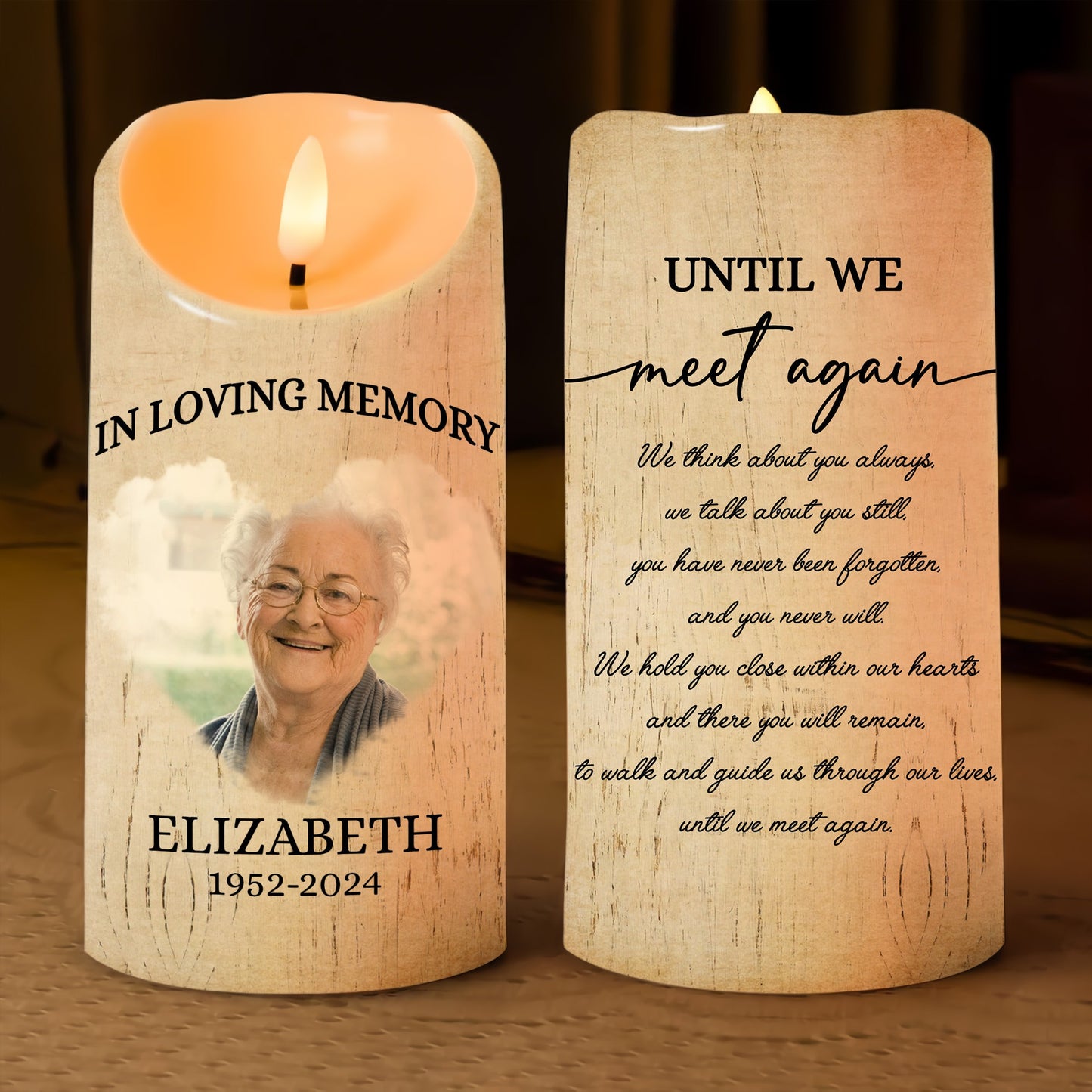 Custom Photo Memorial, Until We Meet Again - Personalized Memorial Led Candle