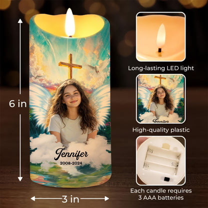 Custom Photo Memorial, Your Wings Were Ready But My Heart Was Not - Personalized Memorial Led Candle