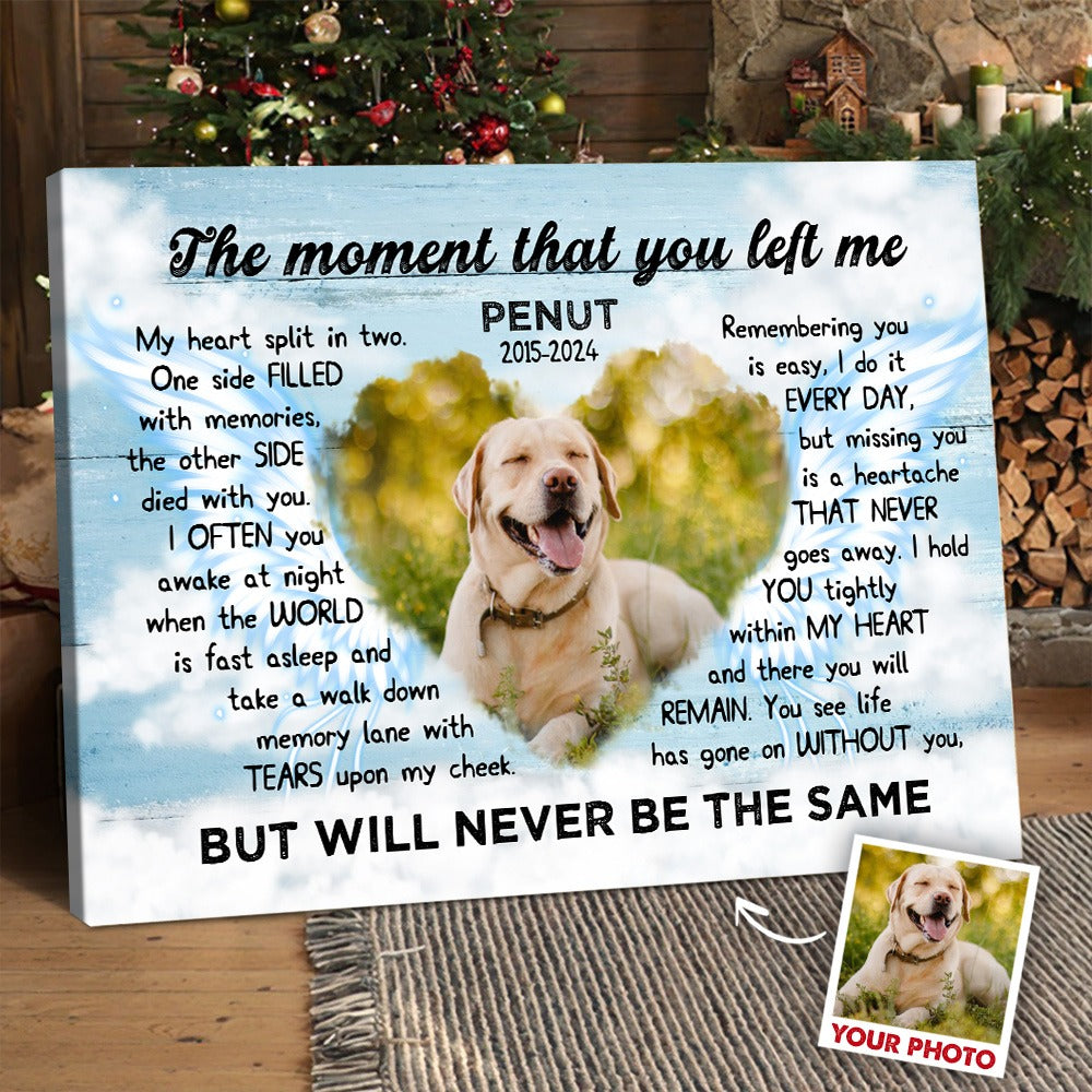 Custom Photo Pet Memorial, The Moment That You Left Me - Personalized Pets Memorial Gift Poster Canvas