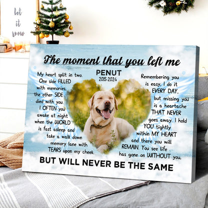 Custom Photo Pet Memorial, The Moment That You Left Me - Personalized Pets Memorial Gift Poster Canvas