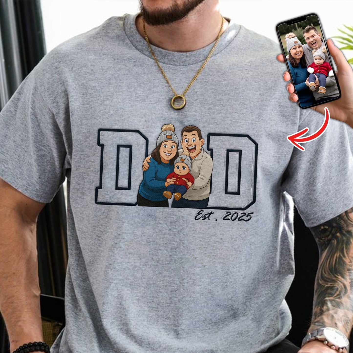 Custom Family Photo T-Shirt for Dad and Mom - Personalized Father’s and Mother’s Day Gift T-Shirt