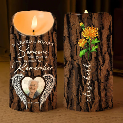 Custom Photo Who Gave You So Much To Remember - Personalized Memorial Birth Flower Led Candle