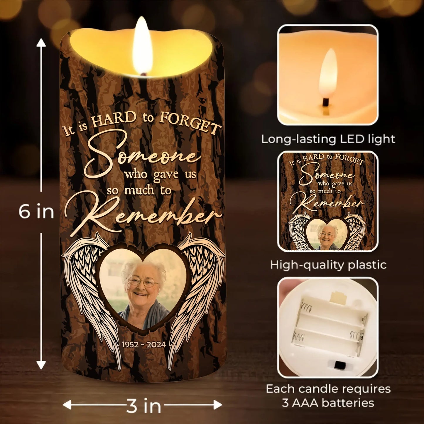 Custom Photo Who Gave You So Much To Remember - Personalized Memorial Birth Flower Led Candle