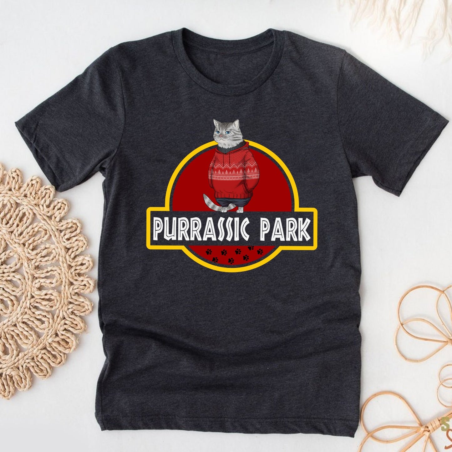 Custom Purrassic Park Cat T-Shirt - Personalized Funny Cat Lover T-Shirt