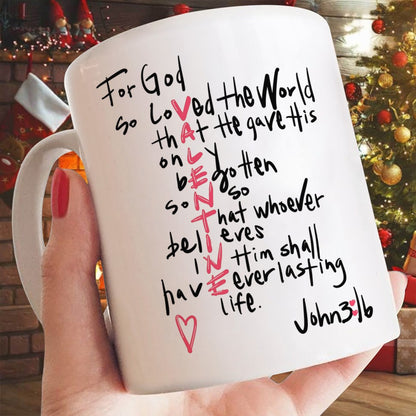 Custom Warrior Couple, For God So Loved The World - Personalized God's Valentine White Mug