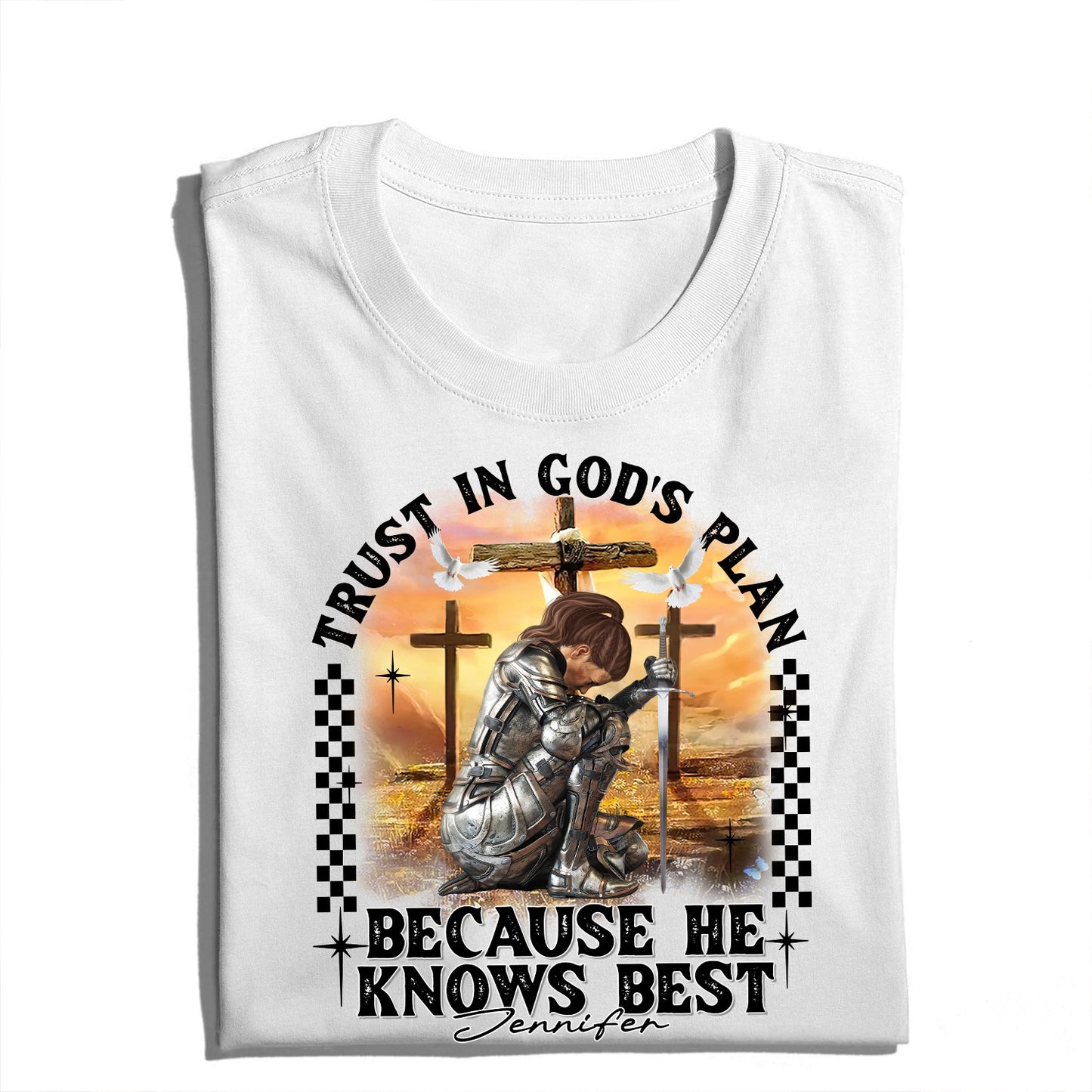 Custom Warrior Of God Trust In God's Plan - Personalized Christian Gift T-Shirt