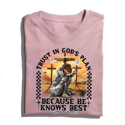Custom Warrior Of God Trust In God's Plan - Personalized Christian Gift T-Shirt