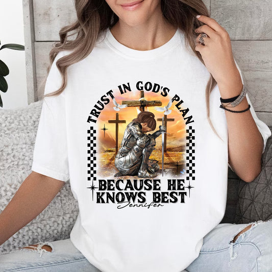 Custom Warrior Of God Trust In God's Plan - Personalized Christian Gift T-Shirt