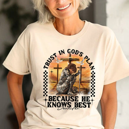 Custom Warrior Of God Trust In God's Plan - Personalized Christian Gift T-Shirt