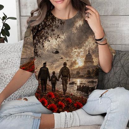 Dad Grandpa Veteran Great Grandpa I Keep Getting Promotions 3D All Over Print T-Shirt And Hoodie