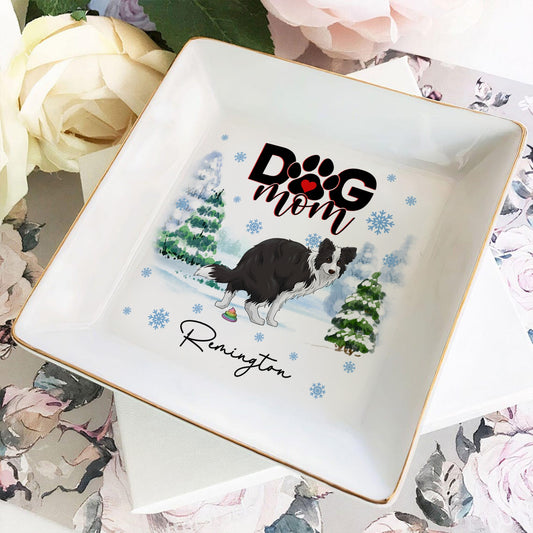 Dog Mom Christmas Gift For Dog Lovers - Personalized Dog Pooping Jewelry Dish