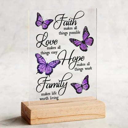 Faith Love Hope Faith Makes All Things Possible Inspirational Christian Acrylic Plaque
