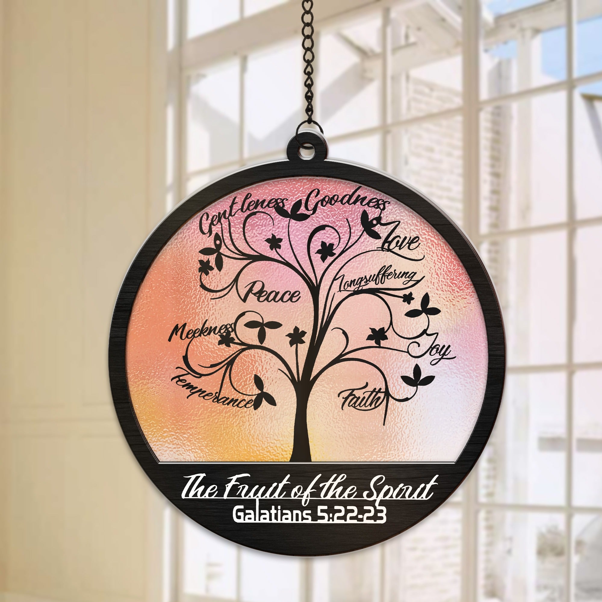 Fruit Of The Spirit Galatians 5:22-23 Tree Hanging Suncatcher Ornament