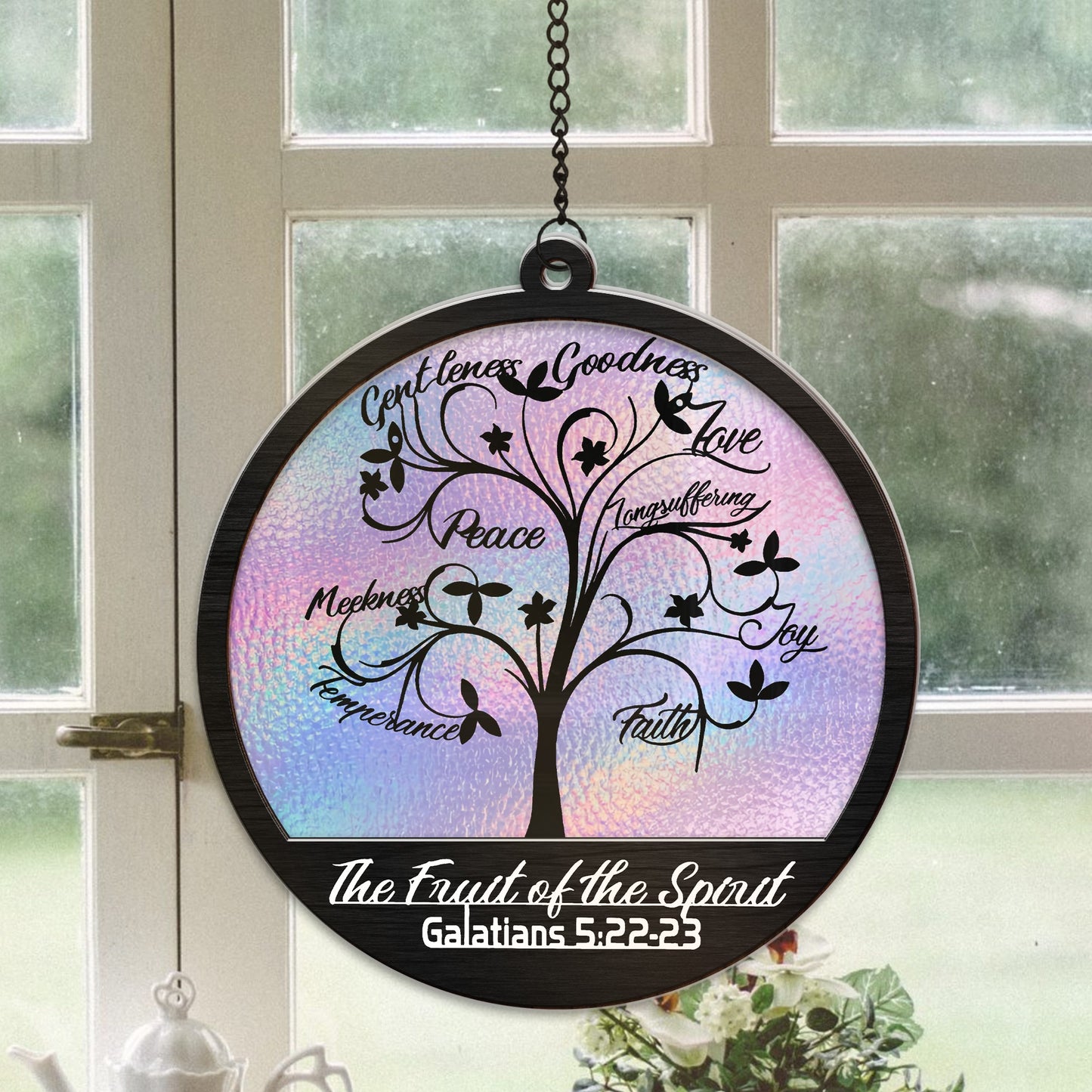 Fruit Of The Spirit Galatians 5:22-23 Tree Hanging Suncatcher Ornament