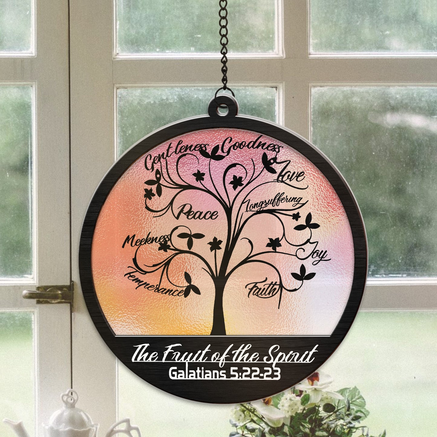 Fruit Of The Spirit Galatians 5:22-23 Tree Hanging Suncatcher Ornament