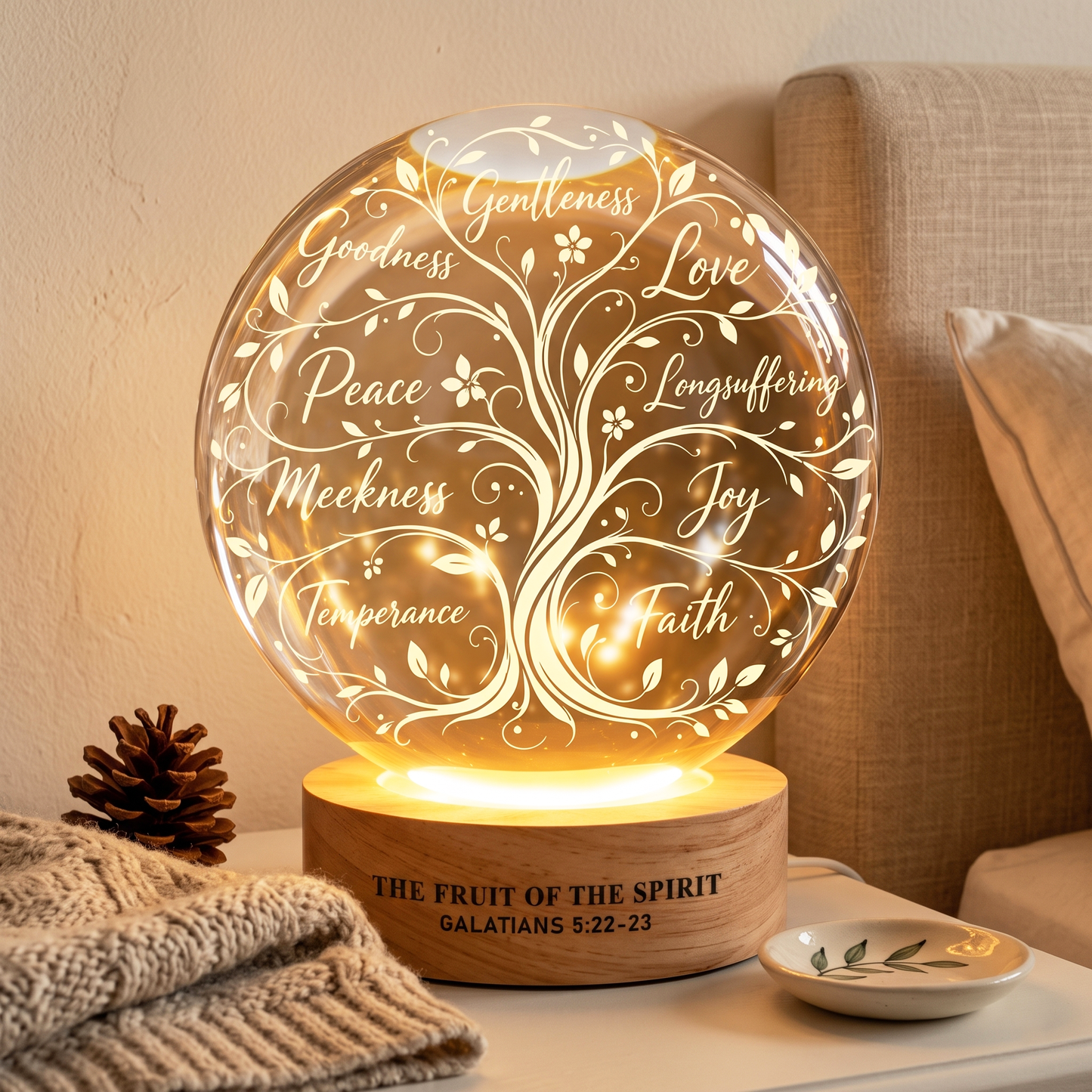 Fruit of the Spirit Galatians 5:22-23 Crystal Ball Night Light