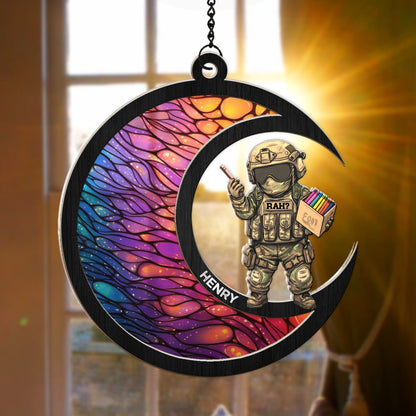 Funny Veterans For Military Patriotic Gift For Marines - Personalized Veteran Suncatcher Ornament