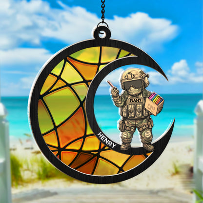 Funny Veterans For Military Patriotic Gift For Marines - Personalized Veteran Suncatcher Ornament