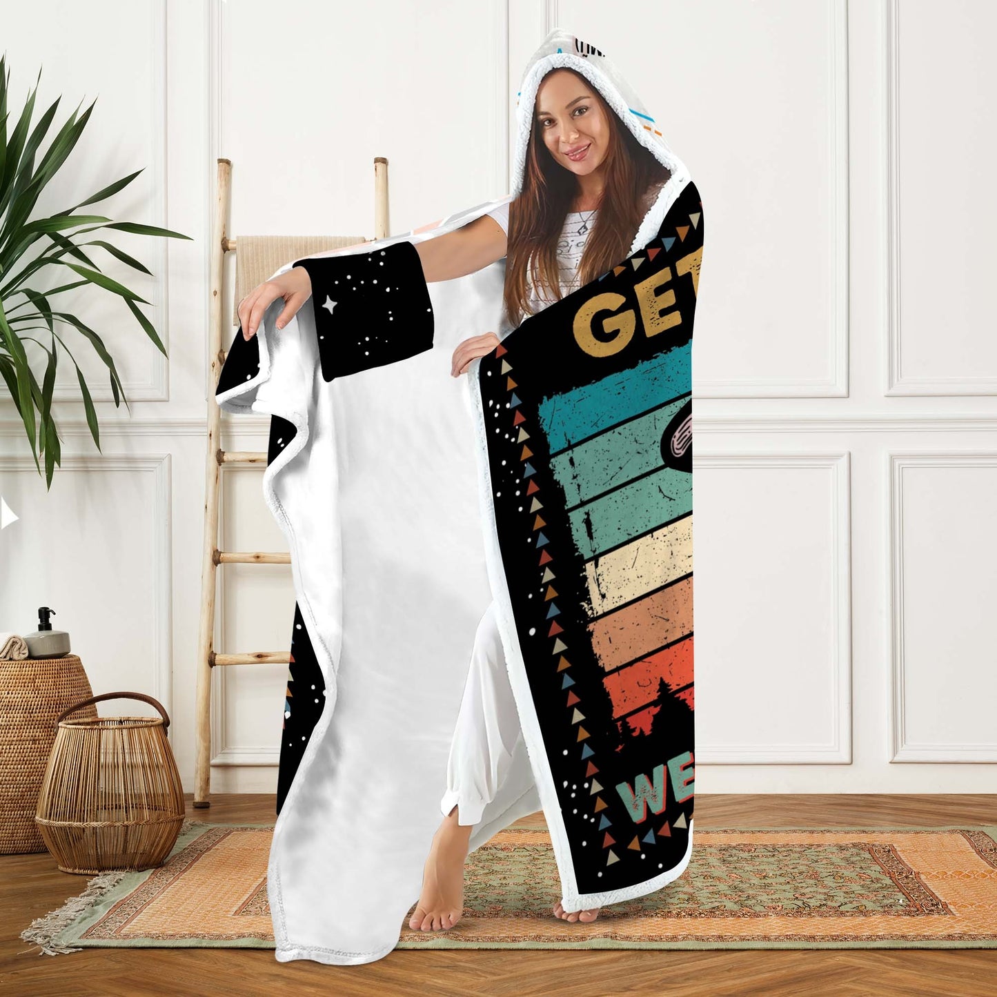 Get In Loser We’re Doing Buff Stuff, Funny Alien UFO Hooded Blanket