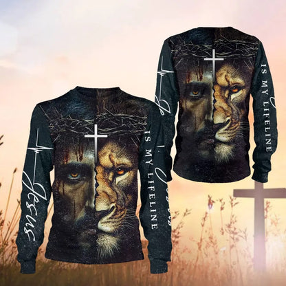 God And Lion, Jesus Is My Lifeline - Inspirational Christian 3D All Over Print T-Shirt And Hoodie