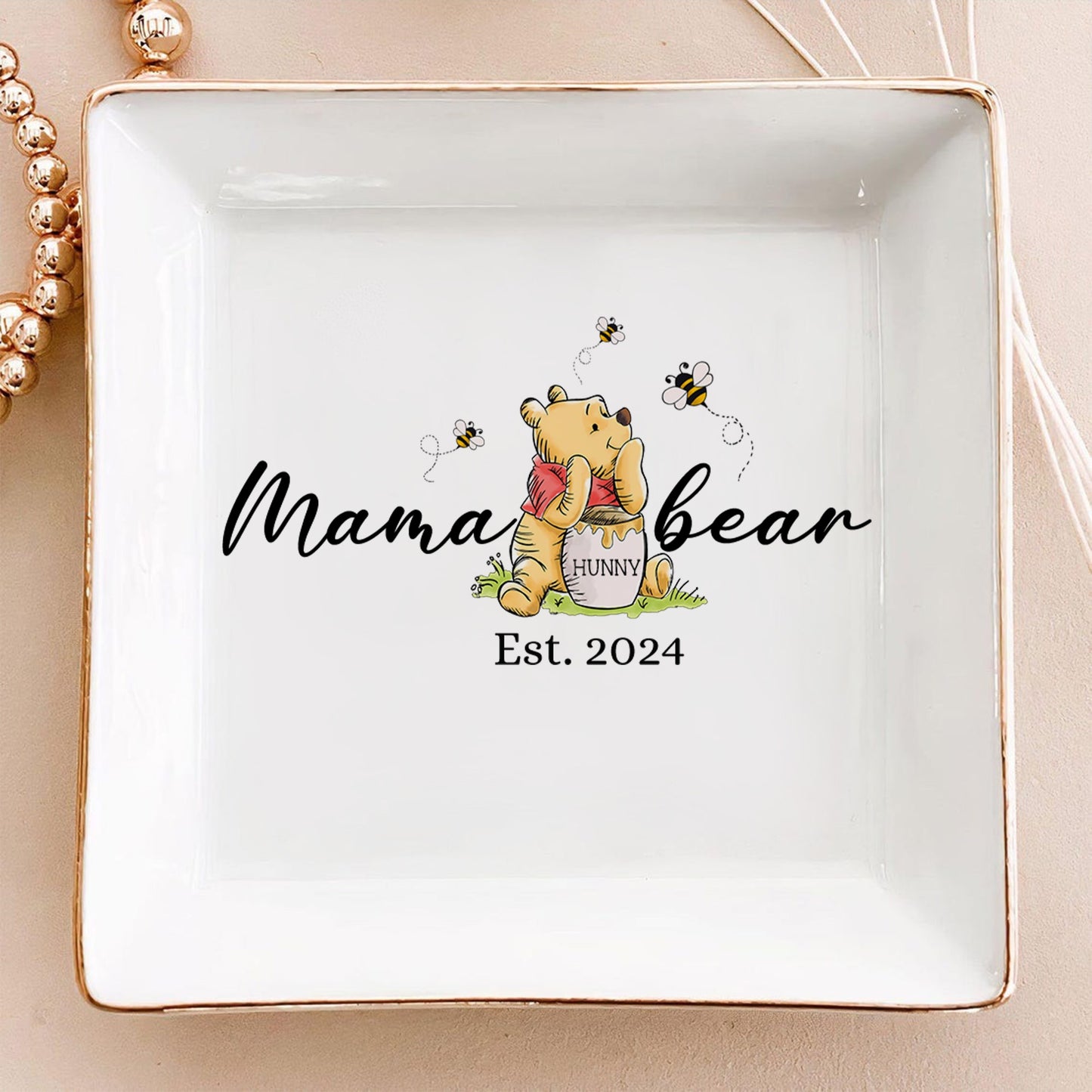 Grandma Hunny Bear, Grandma To Bee Winnie The Pooh Personalized Jewelry Dish