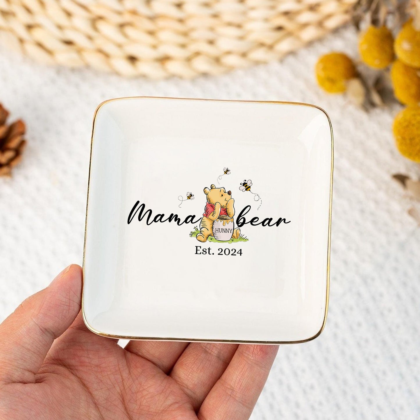 Grandma Hunny Bear, Grandma To Bee Winnie The Pooh Personalized Jewelry Dish