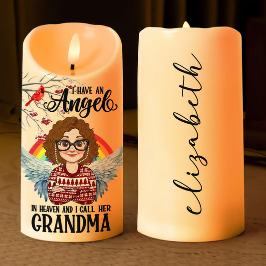 Grandma Memorial, I Have An Angel In Heaven I Call Her Grandma - Personalized LED Candle