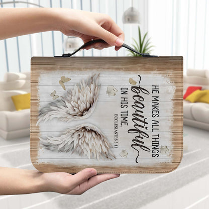 He Makes All Things Beautiful Ecclesiastes 3:11 Angel Wings Christian Leather Bible Cover