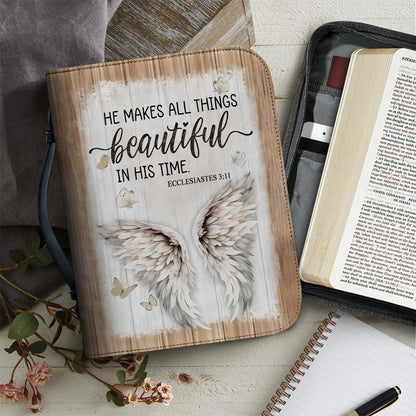 He Makes All Things Beautiful Ecclesiastes 3:11 Angel Wings Christian Leather Bible Cover