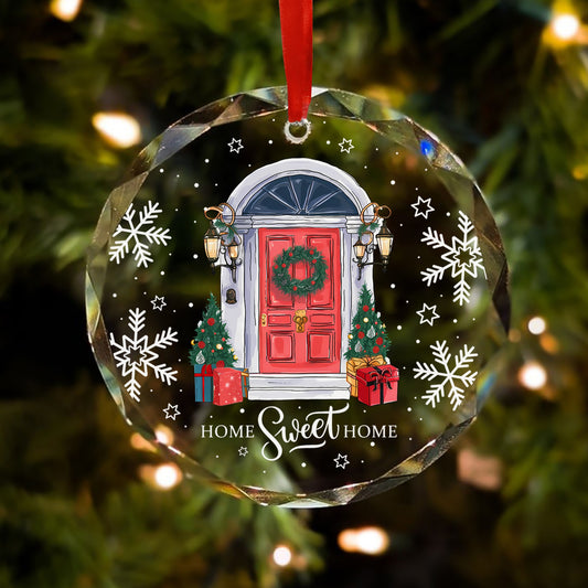 Home Sweet Home, Christmas At Home Glass Ornament