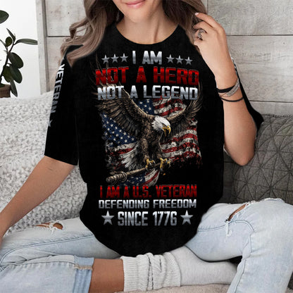 I Am A U.S. Veteran Defending Freedom Since 1776 Eagle American Flag 3D All Over Print T-Shirt And Hoodie