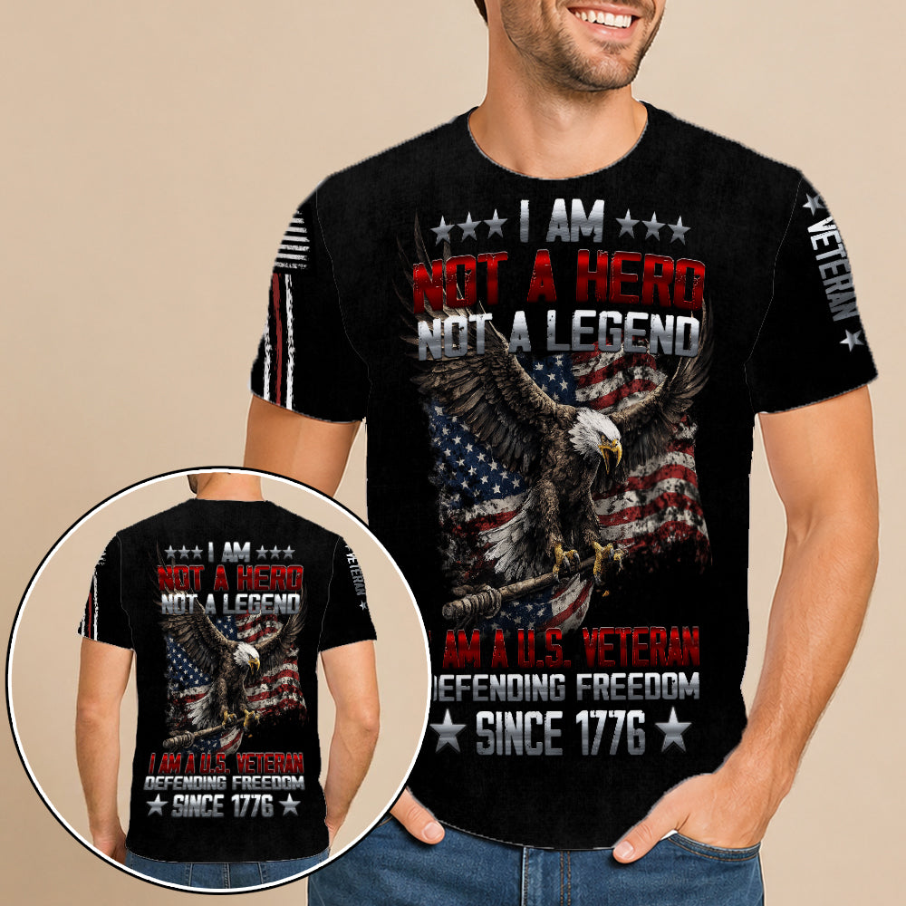 I Am A U.S. Veteran Defending Freedom Since 1776 Eagle American Flag 3D All Over Print T-Shirt And Hoodie