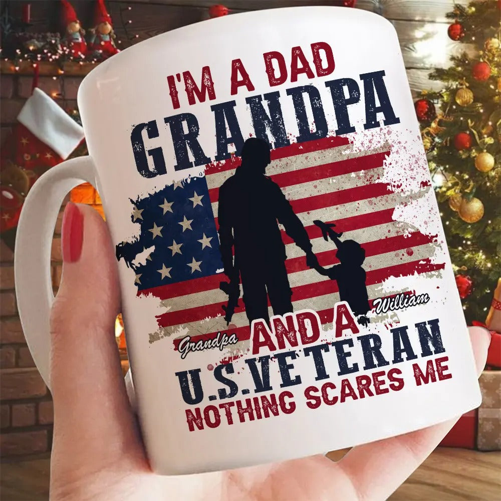 I'm A Dad Grandpa And A Us Veteran, Veterans Day Gift - Personalized Veteran White Mug