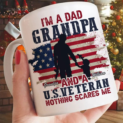 I'm A Dad Grandpa And A Us Veteran, Veterans Day Gift - Personalized Veteran White Mug