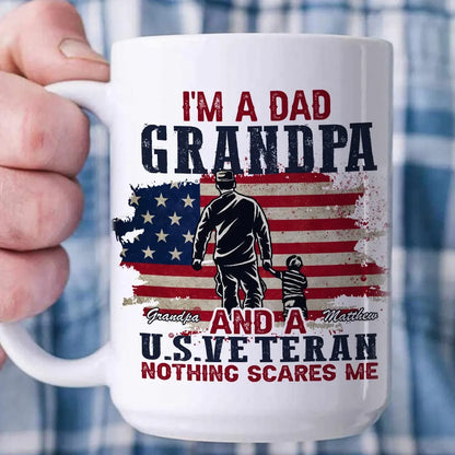 I'm A Dad Grandpa And A Us Veteran, Veterans Day Gift - Personalized Veteran White Mug