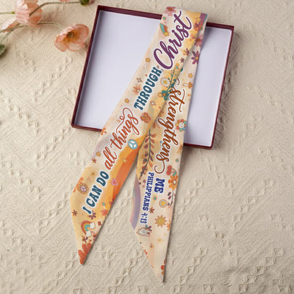 I Can Do All Things Christ Who Strengthens Me Philippians 4:13 All-over Print Satin Hair Scarf
