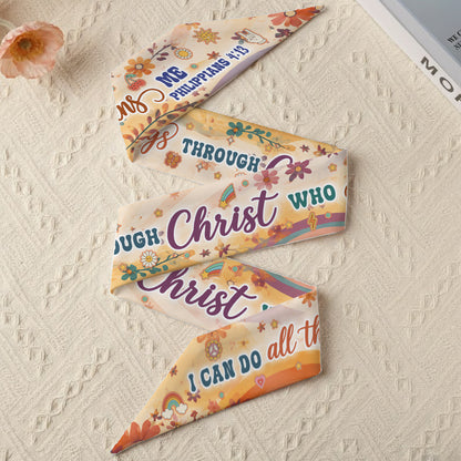 I Can Do All Things Christ Who Strengthens Me Philippians 4:13 All-over Print Satin Hair Scarf