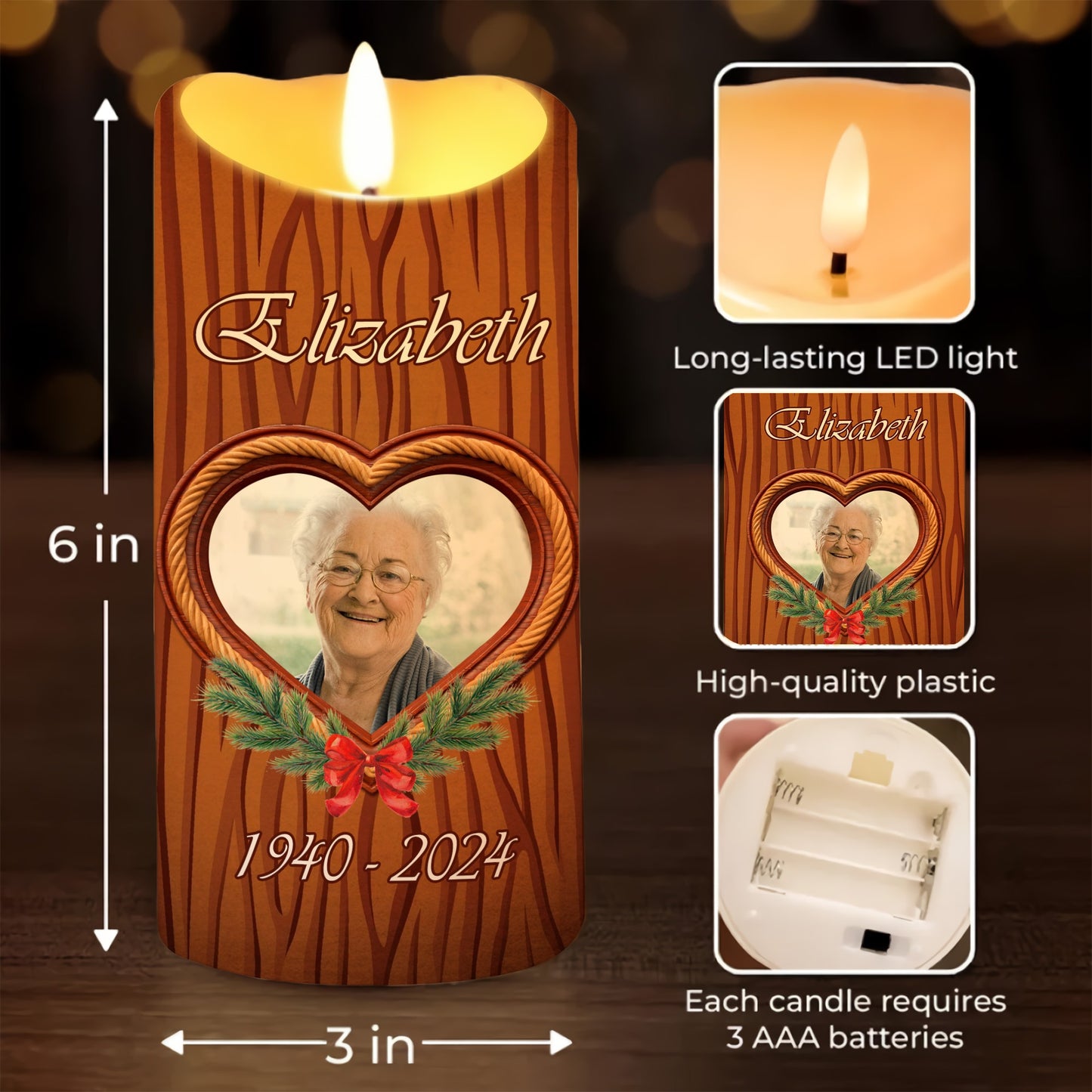 I Fell In Love With The Man Who Died For Me-Personalized Memorial Photo Led Candle