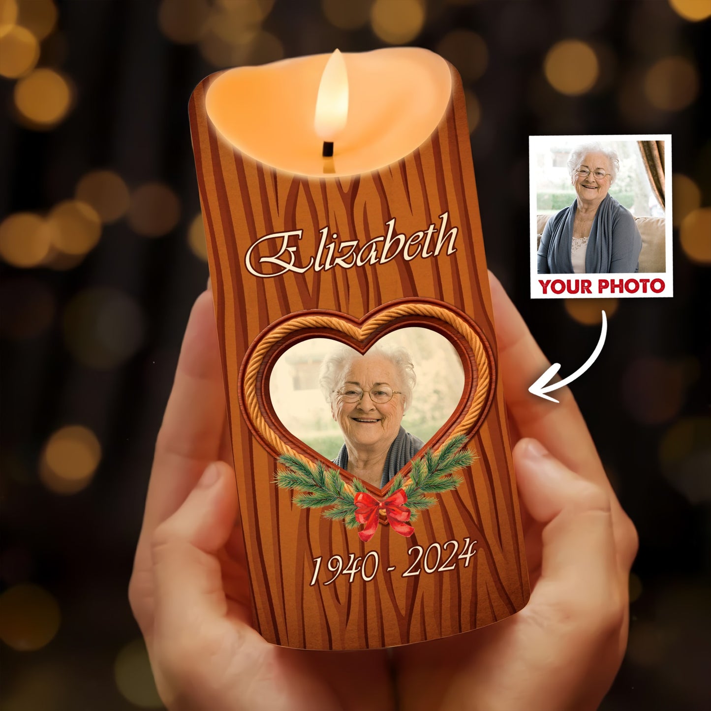 I Fell In Love With The Man Who Died For Me-Personalized Memorial Photo Led Candle