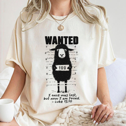 I Once Was Lost But Now I Am Found Luke 15:10 - Inspirational Lost Sheep Christian T-Shirt