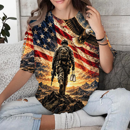 I Walked The Walk So You Could Talk The Talk Veteran American Flag Eagle 3D All Over Print T-Shirt And Hoodie