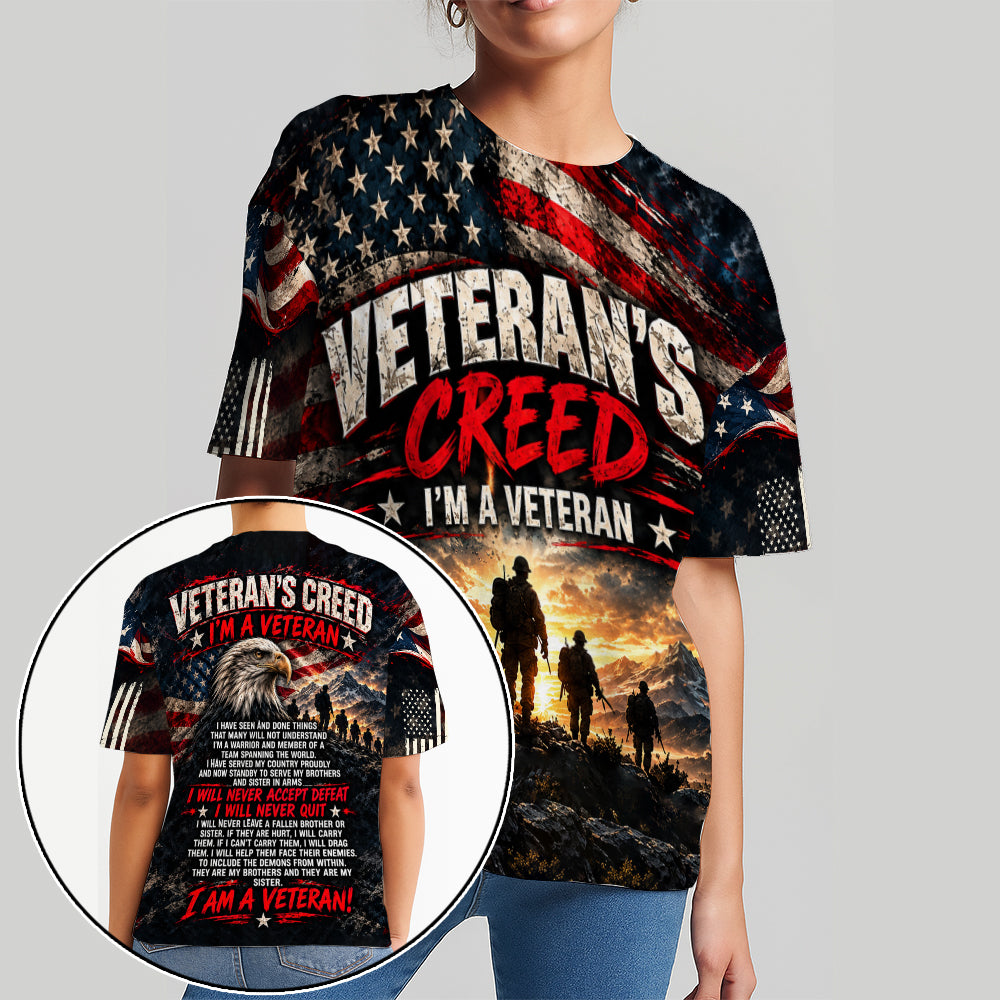 I'm a Veteran I Will Never Accept Defeat I Will Never Quit 3D All Over Print T-Shirt And Hoodie