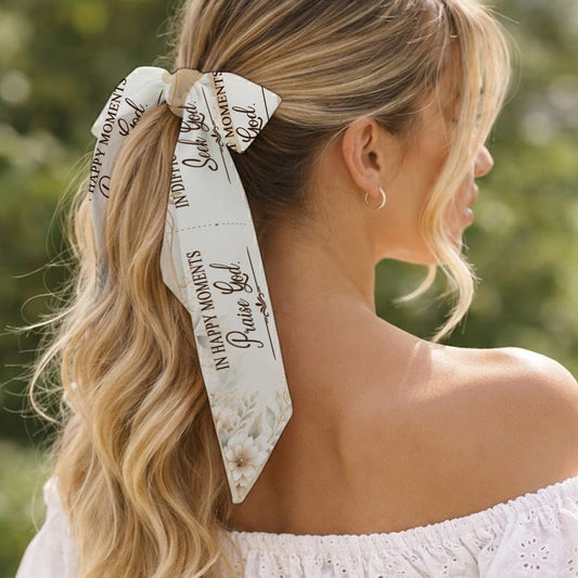 In Happy Moments Praise God In Difficult Moments Seek God All-over Print Satin Hair Scarf