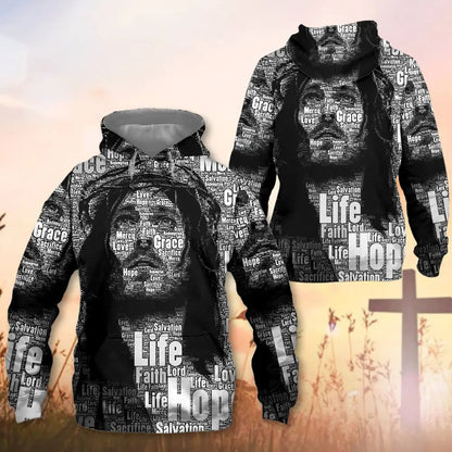 Inspirational 3D Jesus Apparel - Jesus Christ Name, Jesus Christ Crown Of Thorns 3D All Over Print T-Shirt And Hoodie