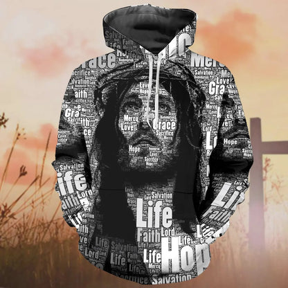 Inspirational 3D Jesus Apparel - Jesus Christ Name, Jesus Christ Crown Of Thorns 3D All Over Print T-Shirt And Hoodie