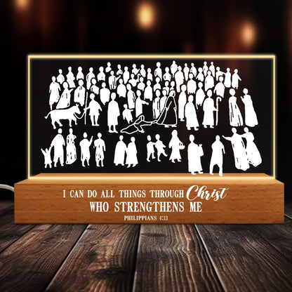 Jesus Bible Verse I Can Do All Things Through Christ - Inspirational Christian Acrylic Plaque LED Light Night