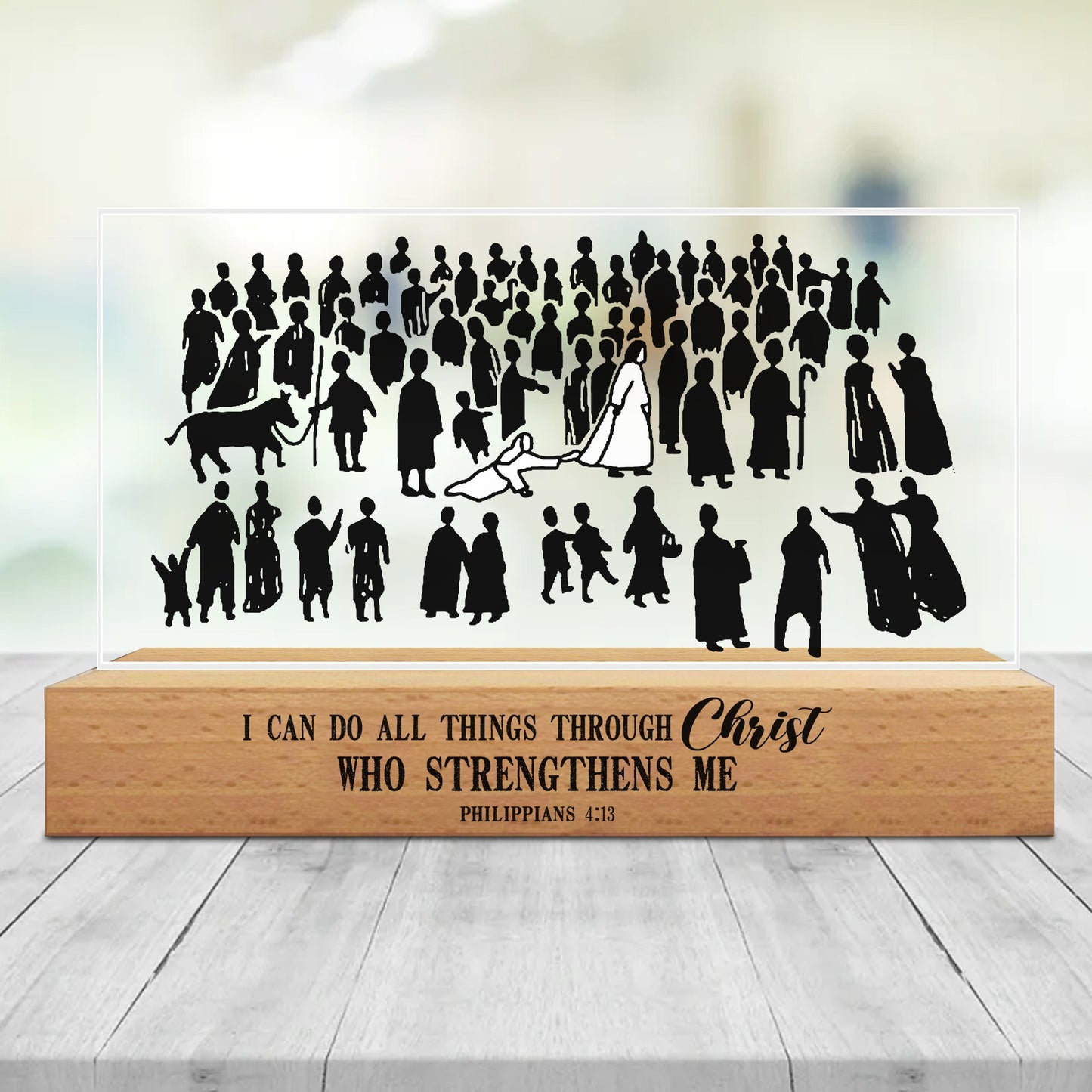 Jesus Bible Verse I Can Do All Things Through Christ Philippians 4:13 - Inspirational Christian Acrylic Plaque